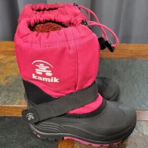 Kamik Pink and Black Kids Snow Boots
